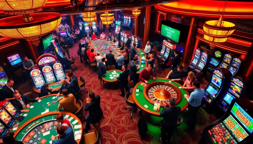 Experience the excitement of 789f bet at a vibrant casino floor with players engaged in thrilling games.